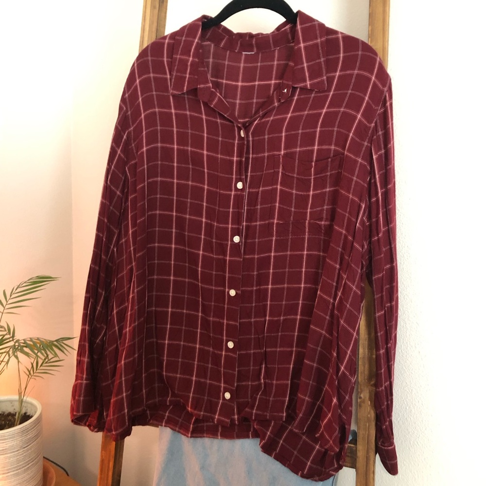 Red plaid button up
